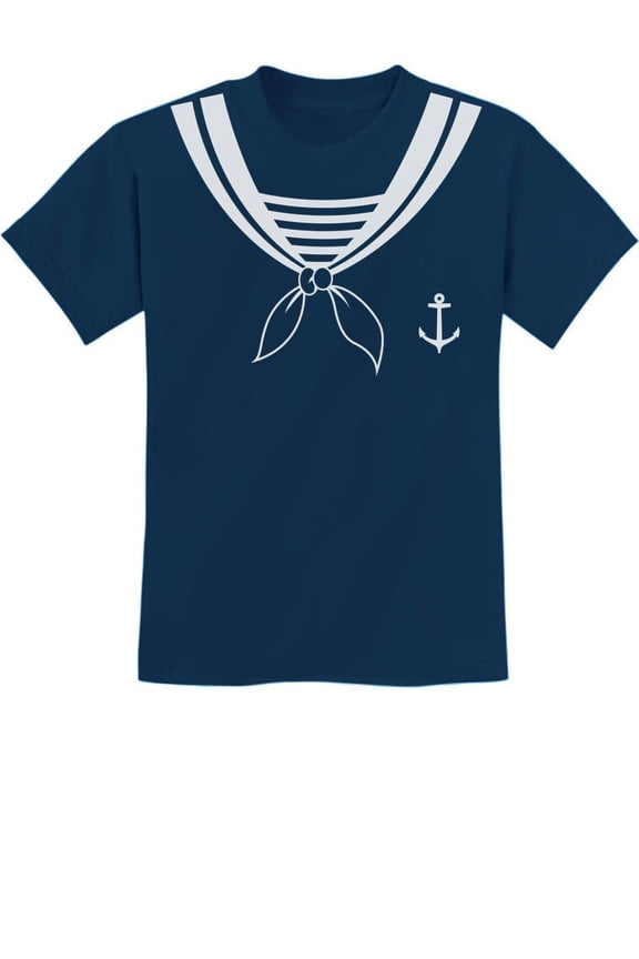 Boys Halloween Sailor Costume Youth Kids T-Shirt - Spooky Trick or Treat Outfit - Navy X-Small