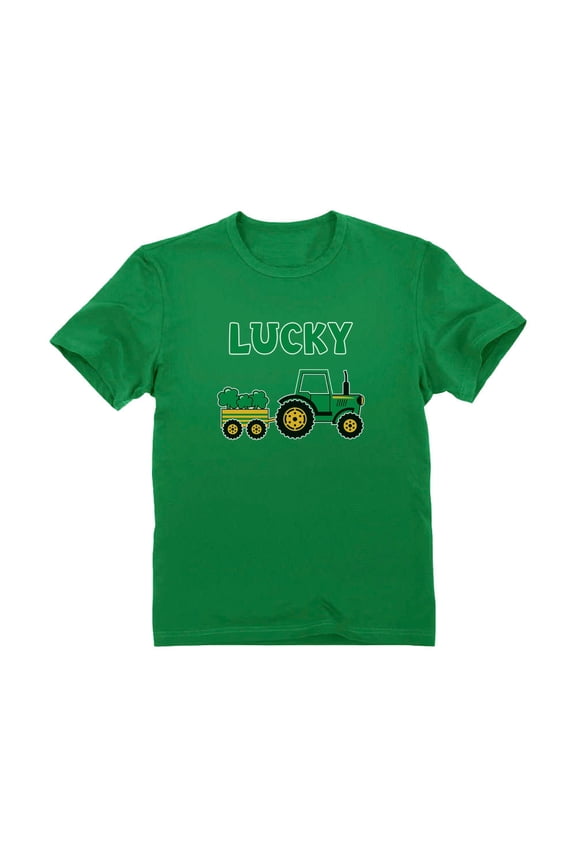 Boys Lucky Clover Irish Tractor Loving St Patricks Day Proud Irish Toddler T Shirt