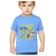 Tstars Boys Paw Patrol 2nd Birthday Shirt - Rubble Digging Themed Tee - Official Nickelodeon Merchandise - Comfortable Cotton Toddler Kids T-Shirt - Perfect Gift for 2-Year-Old Birthday Celebrations