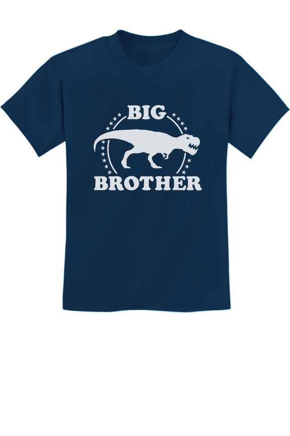 Boys T-Rex Big Brother T-shirt - Perfect Gift for Elder Sibling - Ideal for Birthdays, Pregnancy Announcements - Fun Dinosaur Themed Graphic Tee - Kids Love T-Rex - Small Navy