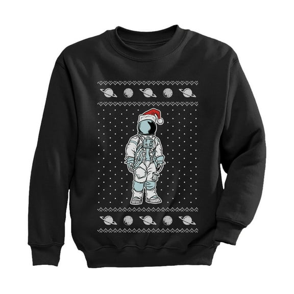 Tstars Boys Ugly Christmas Astronaut Santa Space Kids Christmas Gift Funny Humor Holiday Shirts Xmas Party Christmas Gifts for Boy Youth Kids Sweatshirt