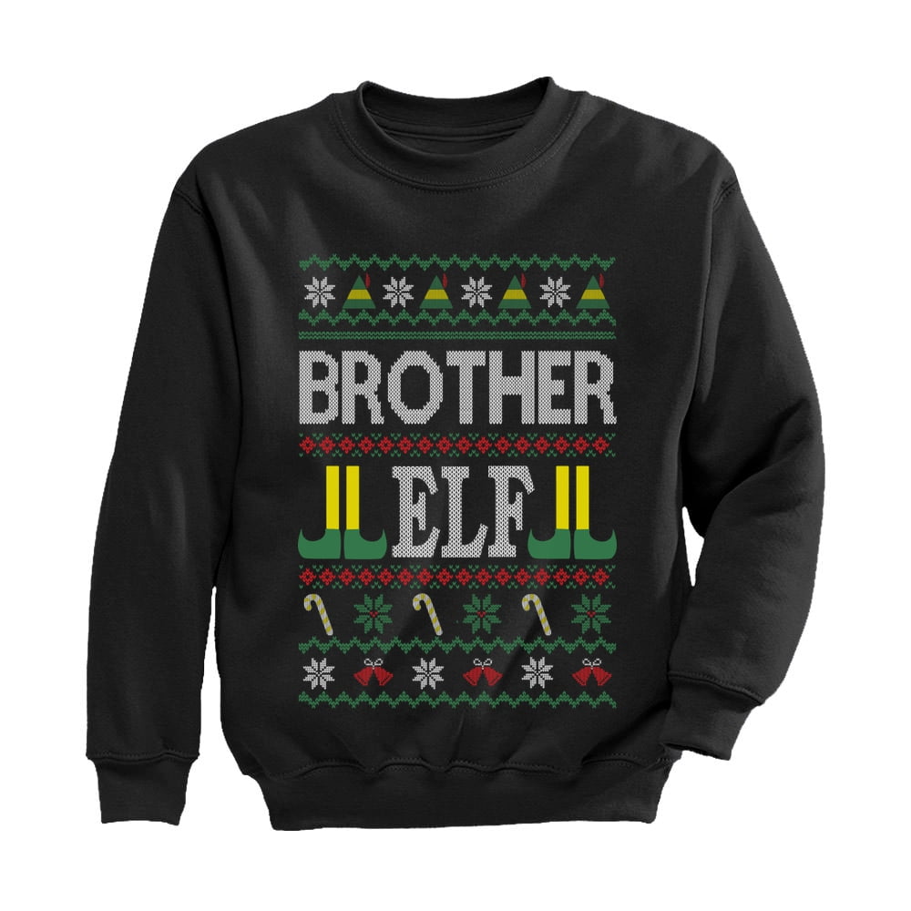Tstars Boys Ugly Christmas Brother Elf Family Elf Kids Christmas Gift Funny Humor Holiday Shirts Xmas Party Christmas Gifts for Boy Youth Kids Sweatshirt.