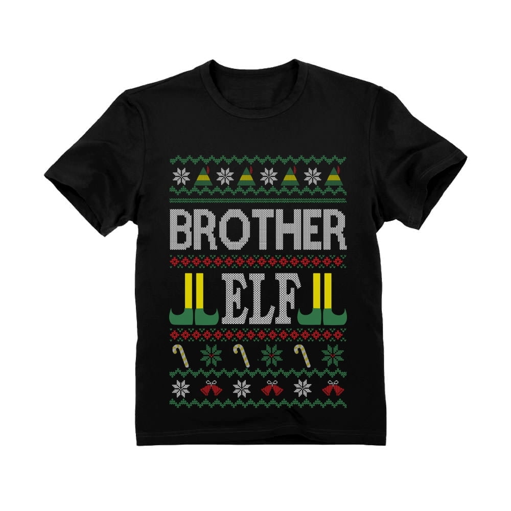 Tstars Boys Ugly Christmas Elf Family Elf Kids Christmas Gift Humor Holiday T-Shirt, Big Boys