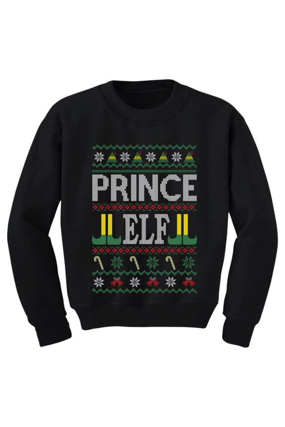 Boys Ugly Christmas Sweatshirt Prince Elf Family Elf Kids Christmas Gift Funny Humor Holiday Shirts Xmas Party Christmas Gifts for Boy Toddler Kids Sweatshirt