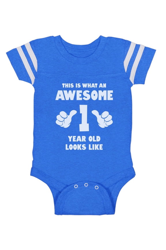 Boys Unisex 1st Birthday Gift Birthday Gift for 1 Year Old This Is What an Awesome One Year Old Looks Like Birthday Party Birthday Gifts for Baby Boy Funny Humor B Day Baby Jersey Bodysuit