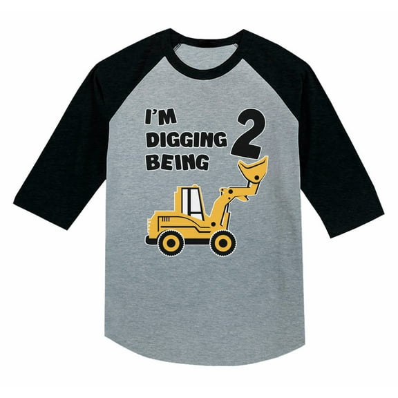 Tstars Boys Unisex 2nd Birthday Gift Tshirt Birthday Gift for 2 Year Old Construction Birthday Shirts for Baby Boy Graphic Tee Birthday Party B Day 3-4 Sleeve Baseball Jersey Toddler Shirt