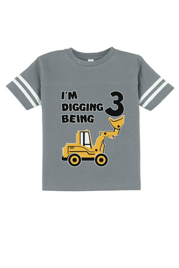 Boys Unisex 3rd Birthday Gift Birthday Gift for 3 Year Old Bulldozer Construction Birthday Shirts for Boy Graphic Tee Cute B Day Birthday Party Toddler Jersey T Shirt