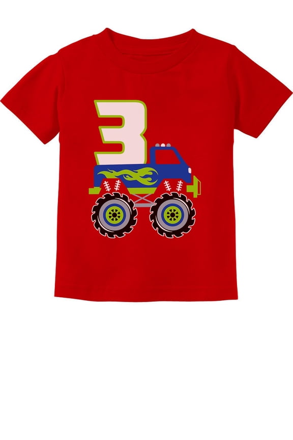 Boys Unisex 3rd Birthday Gift Truck Shirt Birthday Gift for 3 Year Old Birthday Gift for Boys Birthday Party B Day Toddler Kids T-Shirt