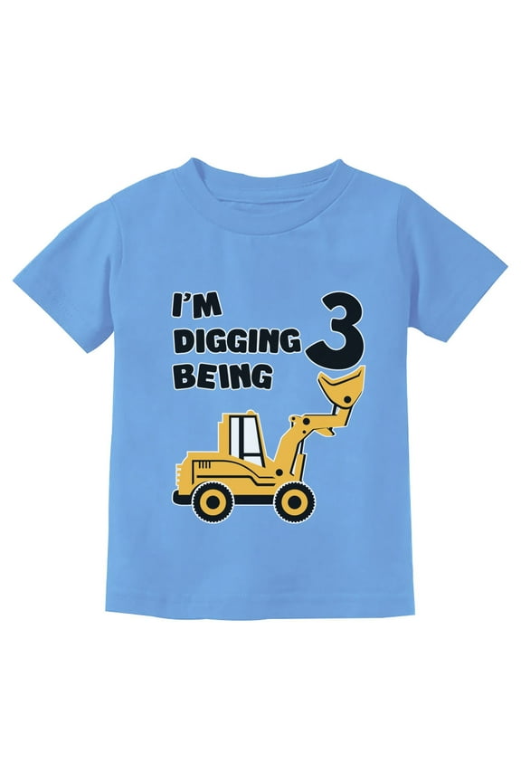 Boys Unisex 3rd Birthday Gift Tshirt Birthday Gift for 3 Year Old Bulldozer Construction Birthday Shirts for Boy Graphic Tee Tshirt B Day Birthday Party Toddler Kids T Shirt