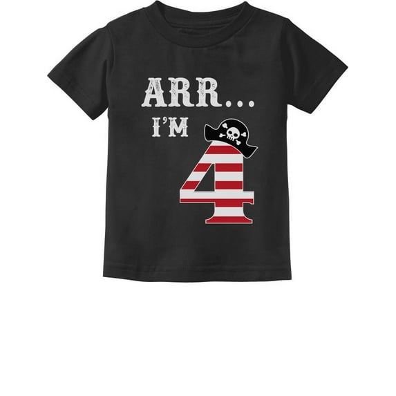 Tstars Boys Unisex 4th Birthday Gift Birthday Gift for 4 Year Old Arr I'm 4 Pirate Birthday Shirts for Boy Graphic Tee Birthday Gift Birthday Party B Day Toddler Infant Kids T Shirt