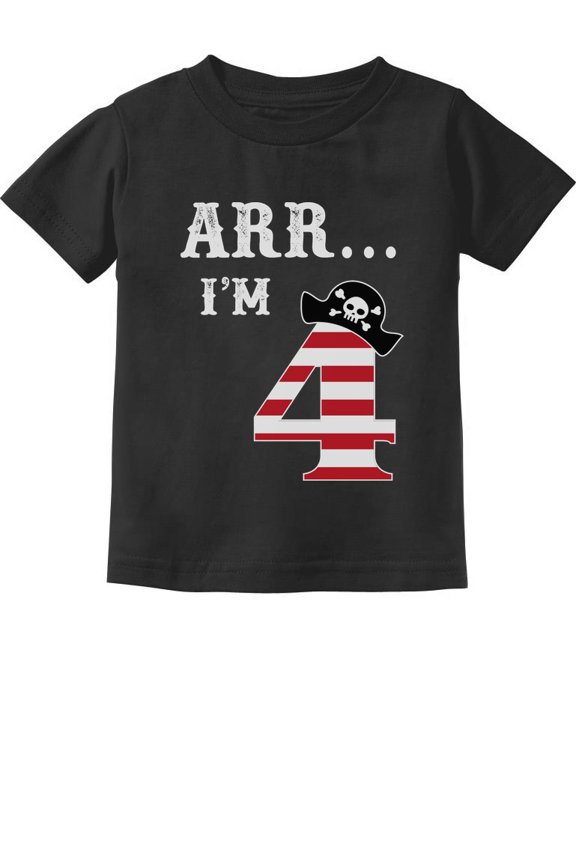 Boys Unisex 4th Birthday Gift Birthday Gift for 4 Year Old Arr I'm 4 Pirate Birthday Shirts for Boy Graphic Tee Birthday Gift Birthday Party B Day Toddler Infant Kids T Shirt