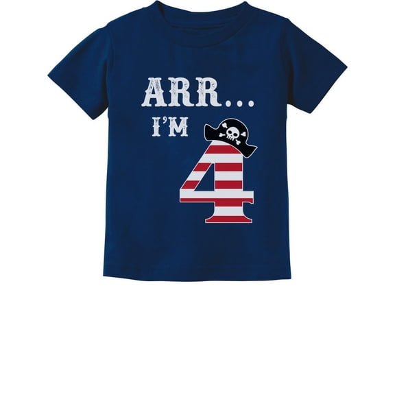 Tstars Boys Unisex 4th Birthday Gift Birthday Gift for 4 Year Old Arr I'm 4 Pirate Birthday Shirts for Boy Graphic Tee Birthday Gift Birthday Party B Day Toddler Infant Kids T Shirt