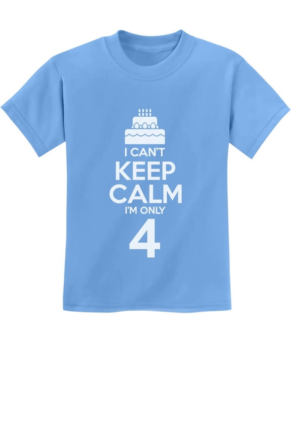 Boys Unisex 4th Birthday Gift Cake Shirt Birthday Gift for 4 Year Old Birthday Gift for Boys I Can't Keep Calm I'm 4 Birthday Party B Day Children's Cute Kids T-Shirt