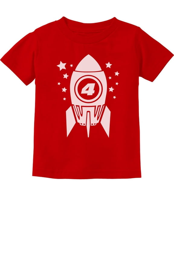 Boys Unisex 4th Birthday Gift Space Rocket Shirt Birthday Gift for 4 Year Old Birthday Gift for Boys Gift for Four Year Old Birthday Party B Day Toddler Infant Kids T-Shirt