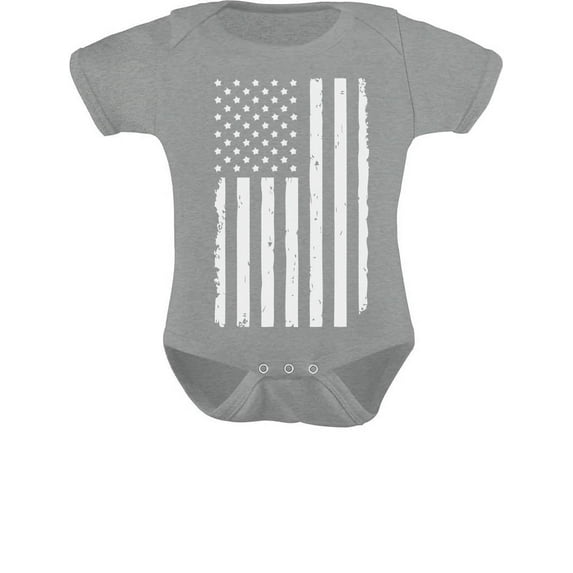 Tstars Boys Unisex 4th of July Baby Bodysuit - Classic White Distressed USA Flag Design - Perfect Independence Day Gift - Patriotic Clothing for Infants - Celebrate America in Style - 24M Gray