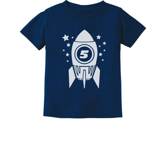 Tstars Boys Unisex 5th Birthday Gift Space Rocket Shirt Birthday Gift for 5 Year Old Birthday Gift for Boys Gift for Five Year Old Birthday Party B Day Toddler Infant Kids T-Shirt