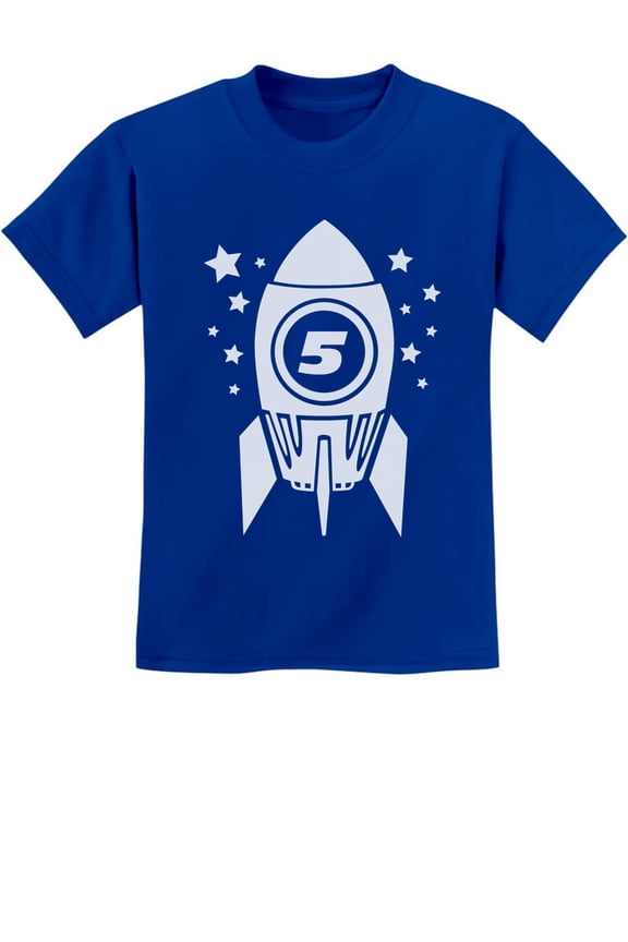 Boys Unisex 5th Birthday Gift Space Rocket Shirt Birthday Gift for 5 Year Old Birthday Gift for Boys Gift for Five Year Old Birthday Party B Day Youth Kids T Shirt