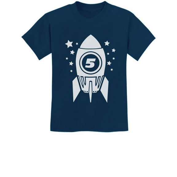 Tstars Boys Unisex 5th Birthday Gift Space Rocket Shirt Birthday Gift for 5 Year Old Birthday Gift for Boys Gift for Five Year Old Birthday Party B Day Youth Kids T Shirt