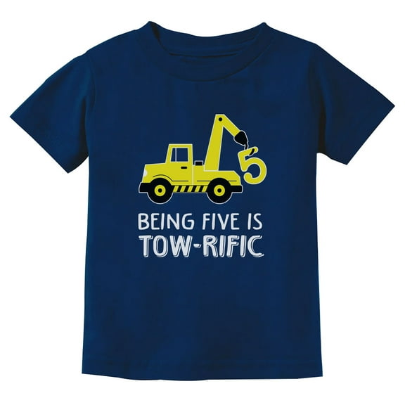 Tstars Boys Unisex 5th Birthday Gift Tractor Construction Shirt Birthday Gift for 5 Year Old Birthday Gift for Boys Birthday Party B Day Toddler Kids T Shirt