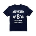 thumbnail image 1 of Tstars Boys' 8th Birthday T-Shirt - This Is What an Awesome - Size XS - Navy, 1 of 6