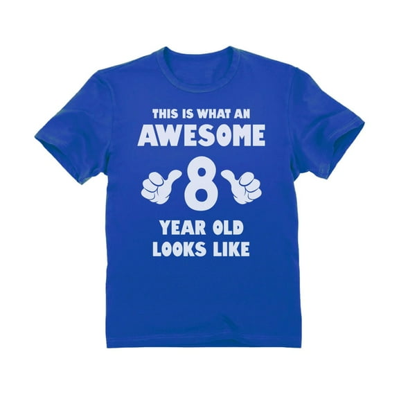Tstars Boys' 8th Birthday T-Shirt - This Is What an Awesome - Size M - Blue