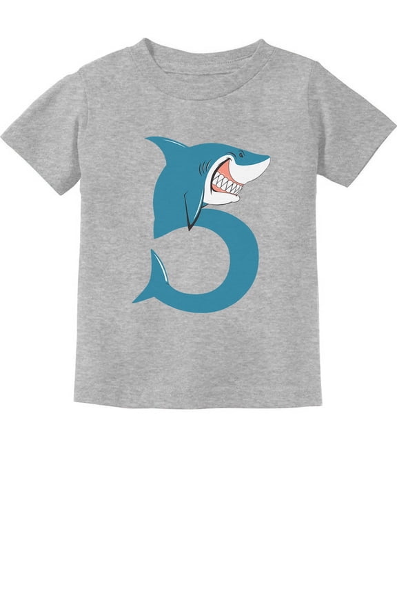 Boys Unisex Birthday Gift for 5 Year Old Shark Shirt 5th Birthday Gift for Five Year Old Birthday Party Birthday Shirts for Boy B Day Graphic Tee Toddler Kids Graphic T Shirt