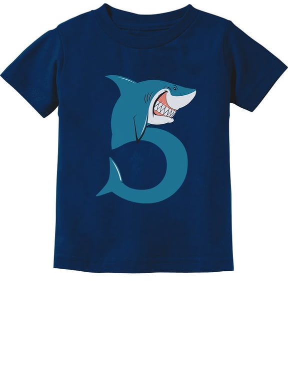 Boys Unisex Birthday Gift for 5 Year Old Shark Shirt 5th Birthday Gift for Five Year Old Birthday Party Birthday Shirts for Boy B Day Graphic Tee Toddler Kids Graphic T Shirt