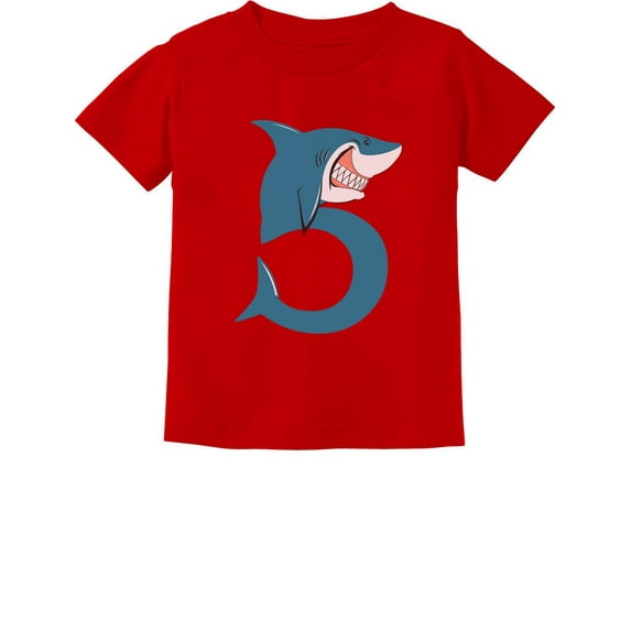 Tstars Boys Unisex Birthday Gift for 5 Year Old Shark Shirt 5th Birthday Gift for Five Year Old Birthday Party Birthday Shirts for Boy B Day Graphic Tee Toddler Kids Graphic T Shirt