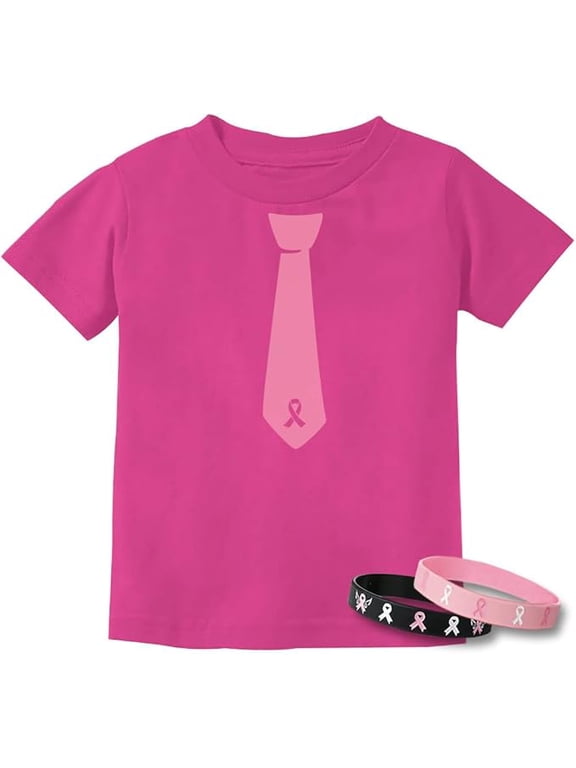Boys Unisex Breast Cancer Awareness Shirts Pink Ribbon Tie Pink Ribbon Cancer Support Ribbon Apparel for Boys Youth Kids Graphic T Shirt