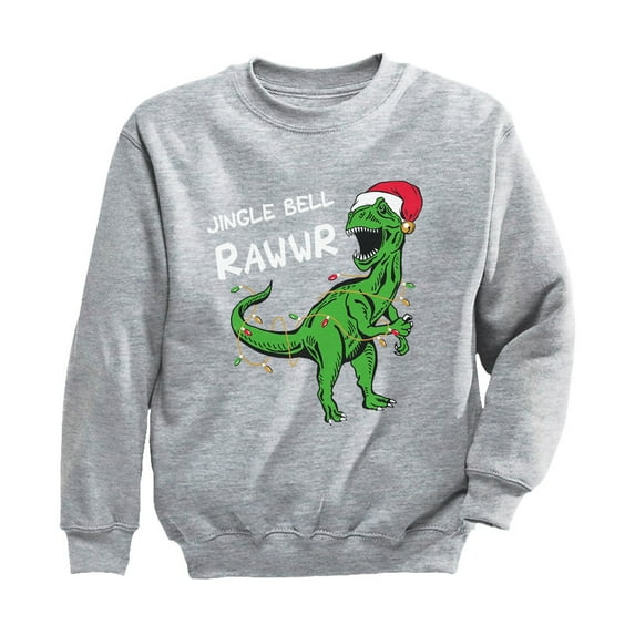Tstars Boys Unisex Christmas Shirts Gift Christmas Pullover for Kids Jingle Bell Rawr T Rex Santa Kids Family Holiday Shirts Xmas Party Christmas Gifts for Boy Youth Kids Birthday Gift Sweatshirt
