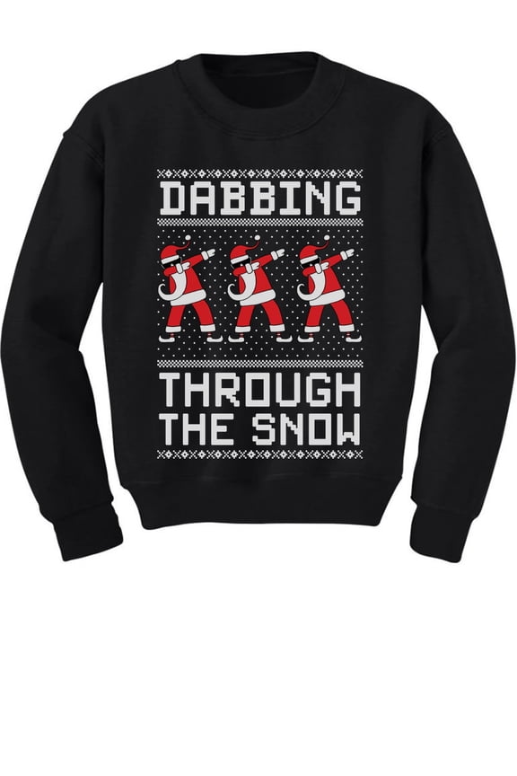 Boys Unisex Christmas Shirts Gift Dabbing Through the Snow Santa Christmas Dab Kids Family Holiday Shirts Xmas Party Christmas Gifts for Boy Youth Kids Sweatshirt