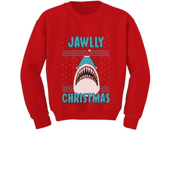 Tstars Boys Unisex Christmas Shirts Gift Jawlly Christmas Ugly Xmas Sweater Party Shark Kids Family Holiday Shirts Xmas Party Christmas Gifts for Boy Youth Kids Sweatshirt