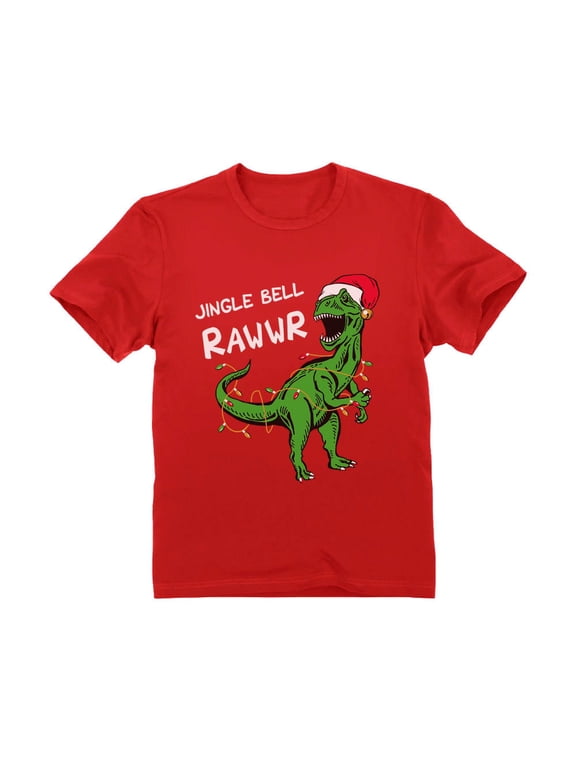 Boys Christmas Shirts Gift for Kids Jingle Bell Rawr Kids Birthday Gift T Shirt