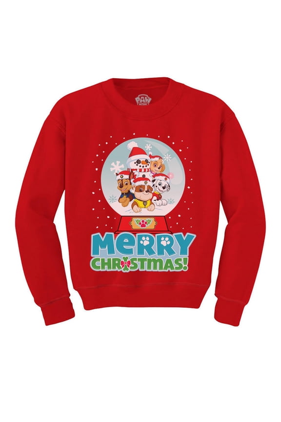 Boys Unisex Christmas Sweatshirt Paw Patrol Chase Rubble Marshall Holiday Gift for Kids Toddler