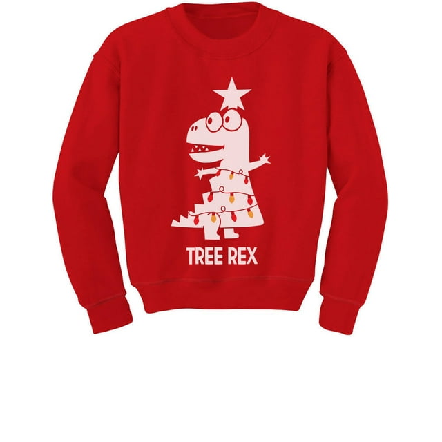 Tstars Boys Unisex Christmas Shirts Gift Tree Rex Cute Funny Humor T Rex Dinosaur Kids Family Holiday Shirts Xmas Party Christmas Gifts for Boy Christmas Toddler Kids Birthday Gift Sweatshirt