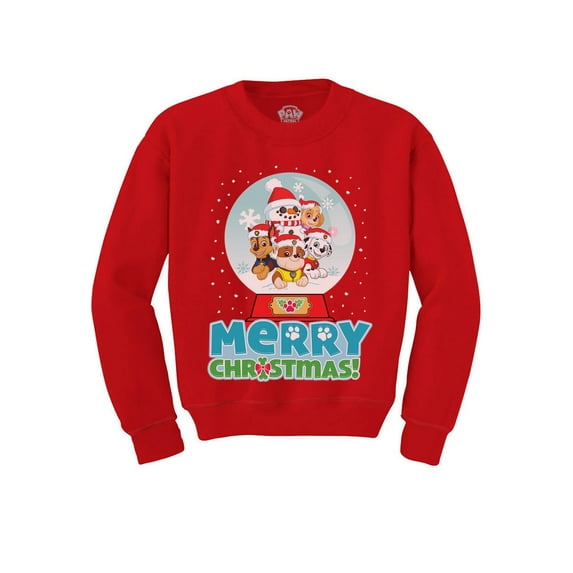 Tstars Boys Unisex Christmas Sweatshirt Paw Patrol Chase Rubble Marshall Holiday Gift for Kids Toddler