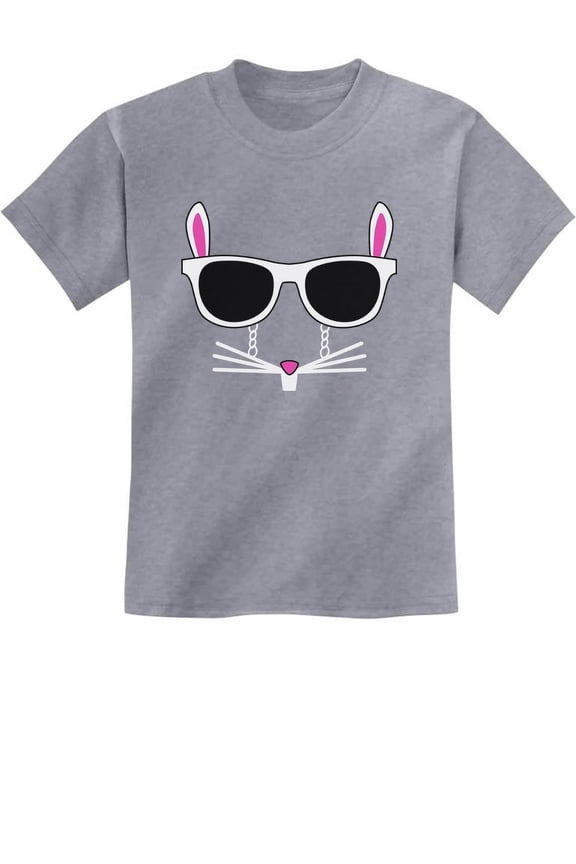 Boys Unisex Easter Holiday Shirts Easter Bunny Rabbit Face with Glasses Kids Happy Easter Party Shirts Easter Gifts for Boy Youth Kids T Shirt