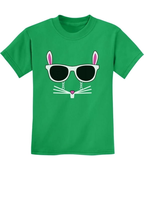 Boys Unisex Easter Holiday Shirts Easter Bunny Rabbit Face with Glasses Kids Happy Easter Party Shirts Easter Gifts for Boy Youth Kids T Shirt