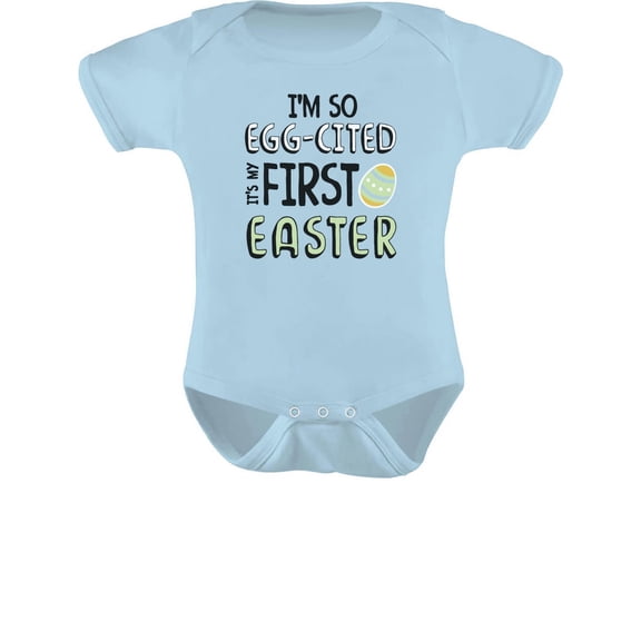 Tstars Boys Unisex Easter Holiday Shirts I'm So Egg-Cited It's My First Easter Baby Outfit Happy Easter Party Shirts Easter Gifts for Boy Infant Baby Bodysuit