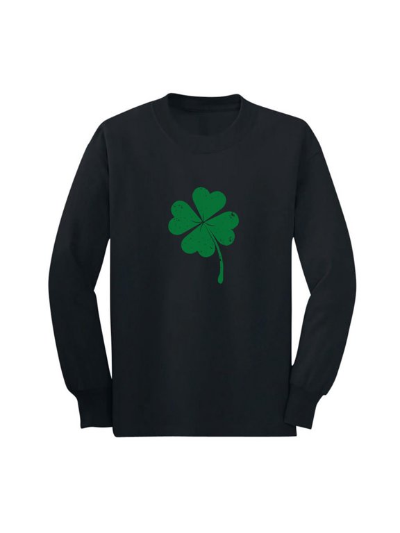 Boys Unisex Faded Shamrock Green Clover St Patricks Day Irish Kids St Patricks Day Cute Shirts Gift for Boys Irish Shirt Pride Proud Irish Youth Kids Long Sleeve T Shirt