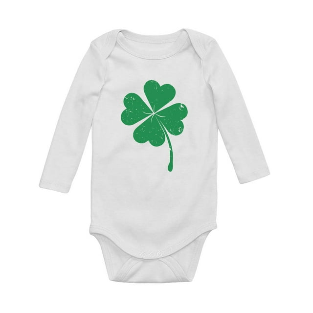 Tstars Boys Unisex Faded Shamrock Green Clover St Patricks Day Irish St Patricks Day Shirts Gift for Boys Irish Shirt Pride Proud Irish Baby Long Sleeve Bodysuit