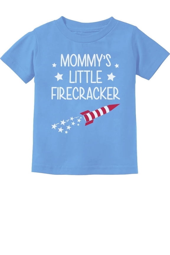 Boys Unisex Gift - Mommy's Little Firecracker - Cute Graphic Tee - Toddler's 4th of July Patriotic Clothing - Independence Day Celebration Apparel for Children - 2T California Blue
