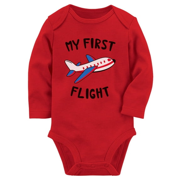 Tstars Boys Unisex Gift for Baby Infant My First Flight Funny Humor Vacation Holiday Birthday Party Gift Baby Long Sleeve Bodysuit