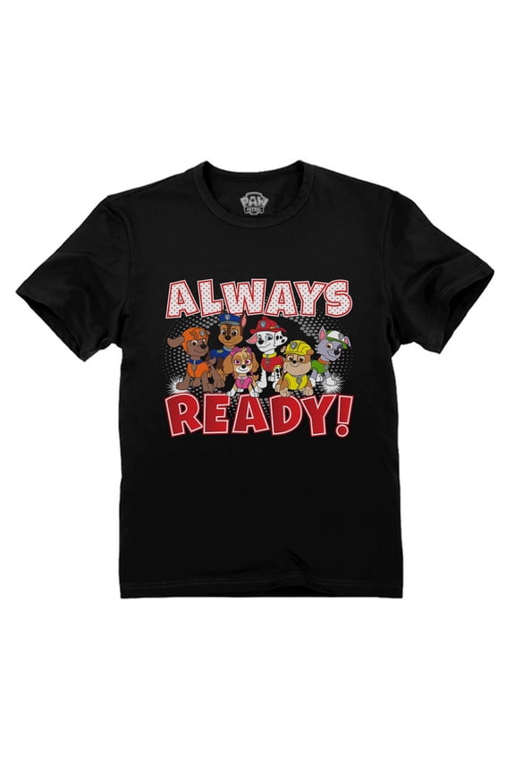 Boys Unisex Gift for Kids Paw Patrol Always Ready Kids Shirt Official Nickelodeon Birthday Gift Party Toddler Kids T Shirt