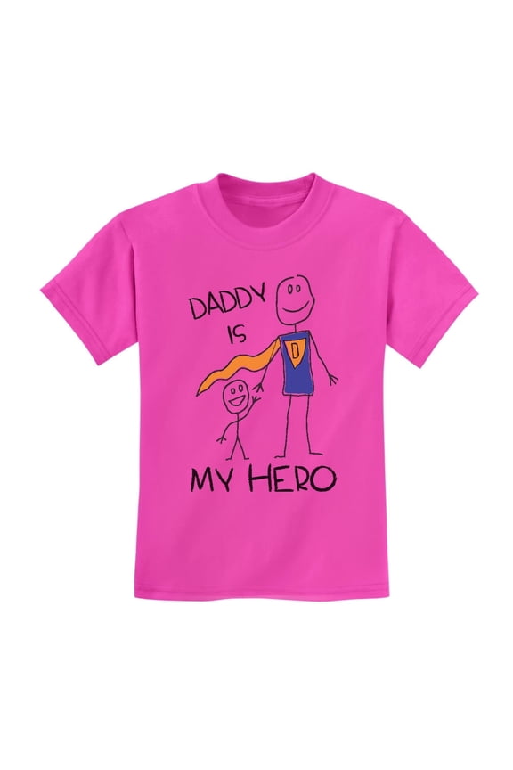Boys Unisex Gifts for Dad Father's Day Shirts Daddy is my Hero Drawing Super Dad for Father from Son Daughter Cool Best Gift for Dad Kids T Shirt 3T Pink