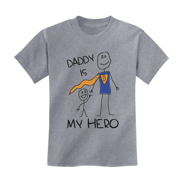 Tstars Boys Unisex Gifts for Dad Father's Day Shirts Daddy is my Hero Drawing Super Dad for Father from Son Daughter Cool Best Gift for Dad Kids T Shirt