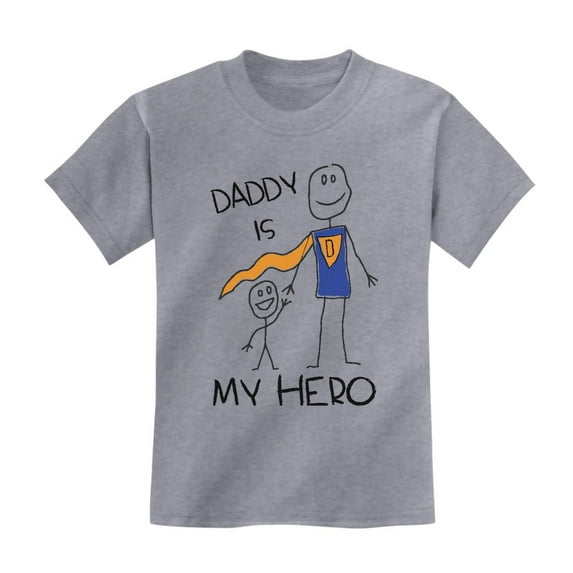 Tstars Boys Unisex Gifts for Dad Father's Day Shirts Daddy is my Hero Drawing Super Dad for Father from Son Daughter Cool Best Gift for Dad Kids T Shirt