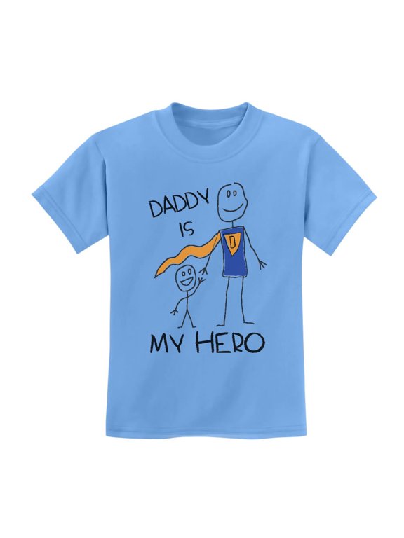 Boys Unisex Gifts for Dad Father's Day Shirts Daddy is my Hero Drawing Super Dad for Father from Son Daughter Cool Best Gift for Dad Kids T Shirt