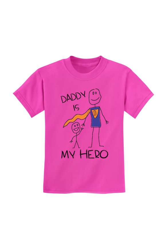 Boys Unisex Gifts for Dad Father's Day Shirts Daddy is my Hero Drawing Super Dad for Father from Son Daughter Cool Best Gift for Dad Kids T Shirt