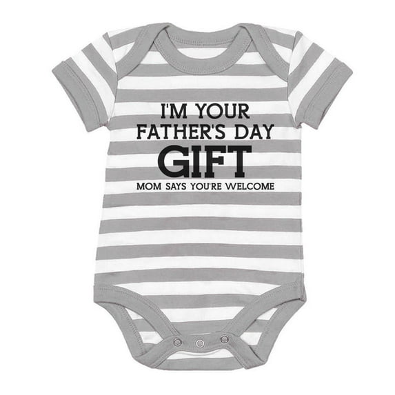 Tstars Boys Unisex Gifts for Dad Father's Day Shirts I'm Your Father's Day Gift Mom Says Welcome Cool Best Gift for Dad Funny Humor Baby Shower Baby Bodysuit